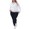 thumbnail image 2 of Agnes Orinda Plus Size Halloween Outfits Sweater Vest for Women V Neck Stripe Cable Knit Sleeveless Pullover Sweater Vest 2X White, 2 of 6
