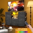 thumbnail image 2 of Eunon TV Stand with 10 Drawers, LED Lights, Power Outlets, Shelves, Side Pockets, Black, Fits TVs up to 55 Inches, 2 of 9