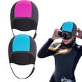 thumbnail image 2 of Capucha de Buceo Traje de Neopreno Térmico Gorro de Neopreno de 2,5 mm Gorros de Natación con Correas para la Barbilla para Esnórquel Deportes Acuáticos 2 Piezas Capuchas de Natación, 2 of 5