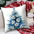 thumbnail image 2 of Xuniizn Christmas Pillow Covers 18x18 inch Xmas Decorations Soft Plush Faux Fur Wool Christmas Throw Pillow Cases Winter Holiday Decor for Sofa Living Room, Blue, 2 of 7