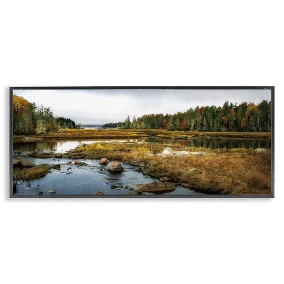 Stupell Industries Low Tide River View Black Framed Giclee Art design by D. Burt, 10 x 24