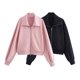 thumbnail image 2 of HH TRAF Primavera Mujer Elegante Sólido Cuello Vuelto Cremallera Sudadera Chaqueta Corta Manga Larga Bolsillos Chaqueta Callejera Mujer, 2 of 5