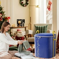 TOPRenddon Extra-Large Christmas Decoration Storage Bag with Reinforced Handles & Double Zipper – Heavy-Duty Moving Supplies, Collapsible Clothes Organizer for Holiday Toys/Comforters (Blue)