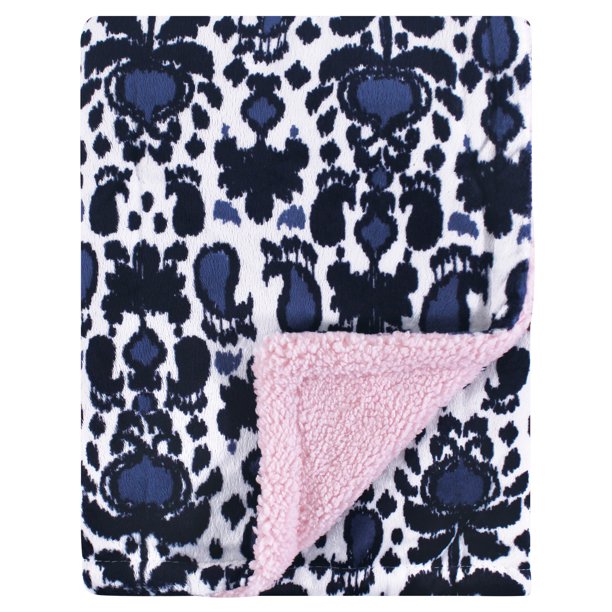 Yoga Sprout Baby Boy and Girl Mink Blanket with Sherpa Backing, Blue