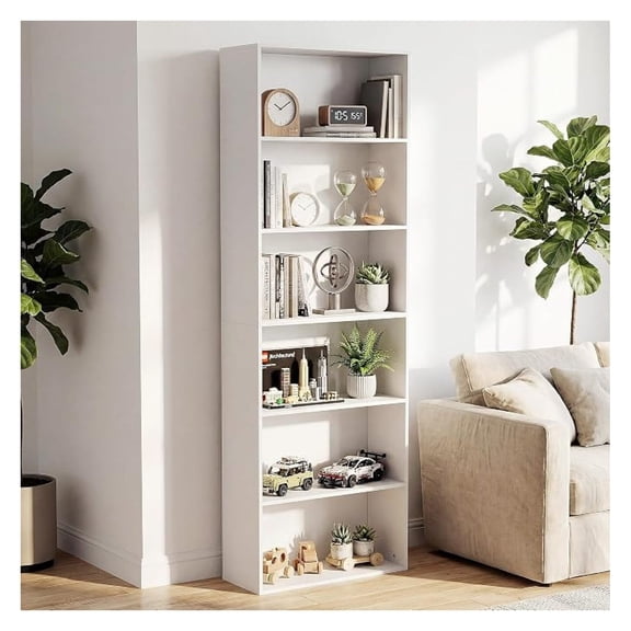 BoldGear 71" Tall 6-Tier Bookshelf, Large Open Display Bookcase with Ample Storage, Floor Standing Book Shelf for Living Room, Home Office, Bed Room, White