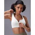 thumbnail image 2 of BALEAF Sweatleaf Zipper Front Closure Sports Bras for Women Racerback Longline High Support Yoga Workout Running Athletic Padded Tops White XS, 2 of 6