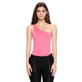 thumbnail image 4 of Women's One Shoulder Basic Tank Top Bodysuit, Hot Pink, 4 of 4