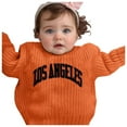 thumbnail image 2 of Rggeeun Toddler Girls Sweaters Floral Embroidery Design Hand Embroidered Pure Knit Crew Neck Long Sleeve For Delicate Soft And Comfortable Baby Kids Sweet Tops,Orange,5-6 Years, 2 of 3