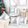 thumbnail image 4 of REGALWOVEN 4 Pcs Sequin Throw Pillow Covers, Decorative Cushion Covers for Sofa Car Seat, 18"x18" Silver, 4 of 7