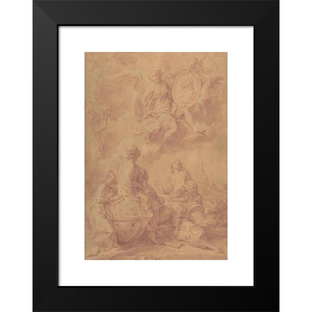 Pompeo Batoni 18x24 Black Modern Framed Museum Art Print Titled - Allegory in Honor of Pope Benedict XIV (ca. 1745)