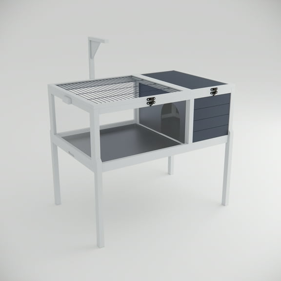 Tortoise Habitat Wooden Tortoise House Reptile Cage for Small Animals with Large Observation Window, Detachable Legs, Removable Waterproof Tray, Light Support for Indoor & Outdoor Use