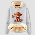 thumbnail image 4 of Chandail en Molleton Grande Taille, Sweat à Capuche Doublé Imprimé Vache Mignon Mode Décontractée Manches Longues pour Confort Confortable, Chandail en Molleton Col Rond Femmes, Taille : 3TG, 4 of 5