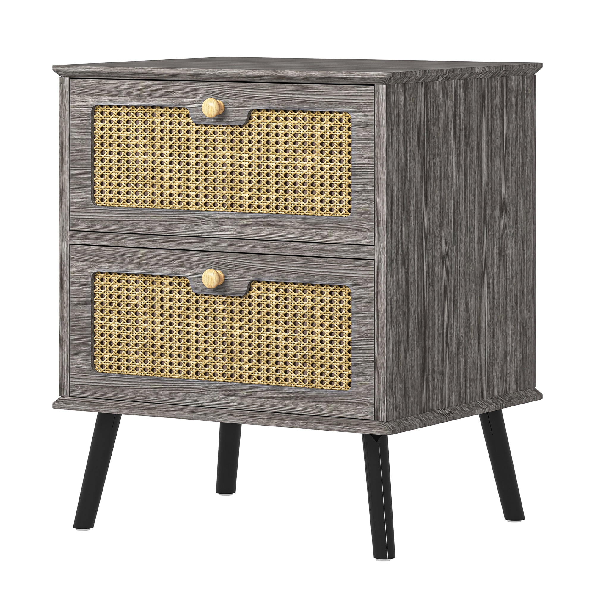 Kadyn Nightstand, Bedside Table with 2 Drawers, Nightstand Side Table for Living Room, Gray Kadyn Nightstand, Bedside Table with 2 Drawers, Nightstand Side Table for Living Room, Gray