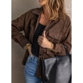 thumbnail image 4 of Asyoly Women Casual Button Down Shacket Jacket Long Sleeve Solid Color Oversized Trench Pea Coat Coat with Pockets, 4 of 6