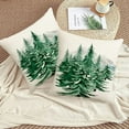 thumbnail image 6 of Spring Green Tree Throw Pillow Covers 18x18 Set of 2 Winter Christmas Nature Forest Trees Mountain Outdoor Pillows Cover Xmas Farmhouse Linen Decorative Cushion Case for Couch Bed Decor, 6 of 6