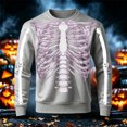 thumbnail image 2 of Afdoent Sweatshirts for Men Halloween Skeleton Print Sweatshirt Long Sleeve Crewneck Pullover for Holiday Party, 2 of 4