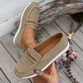 thumbnail image 4 of Women's Suede Leather Casual Penny Loafers Ladies Retro Classic Flats Dress Shoes Comfortable Slip On Fashion Boat Shoes Brown Size 6, 4 of 9