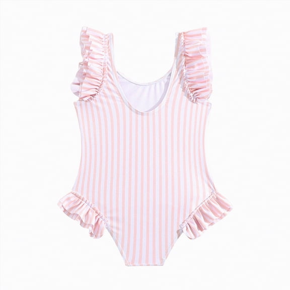 enyan Swimsuit Toddler Girl Girl's Leopard Print Cut Out Waist Scoop Neck One Piece Swimsuit,Pink,4 Years