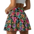thumbnail image 4 of Yuyamidu Colorful Hibiscus Women's Tennis Golf Skirts Tropical Athletic Skort with Shorts High Waisted Mini Summer Workout Running Skorts with Pockets Size M, 4 of 7