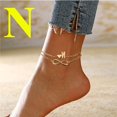 thumbnail image 2 of Uinagy Women's Beach 26 Letters Love Double Layer Anklet Gold, 2 of 5