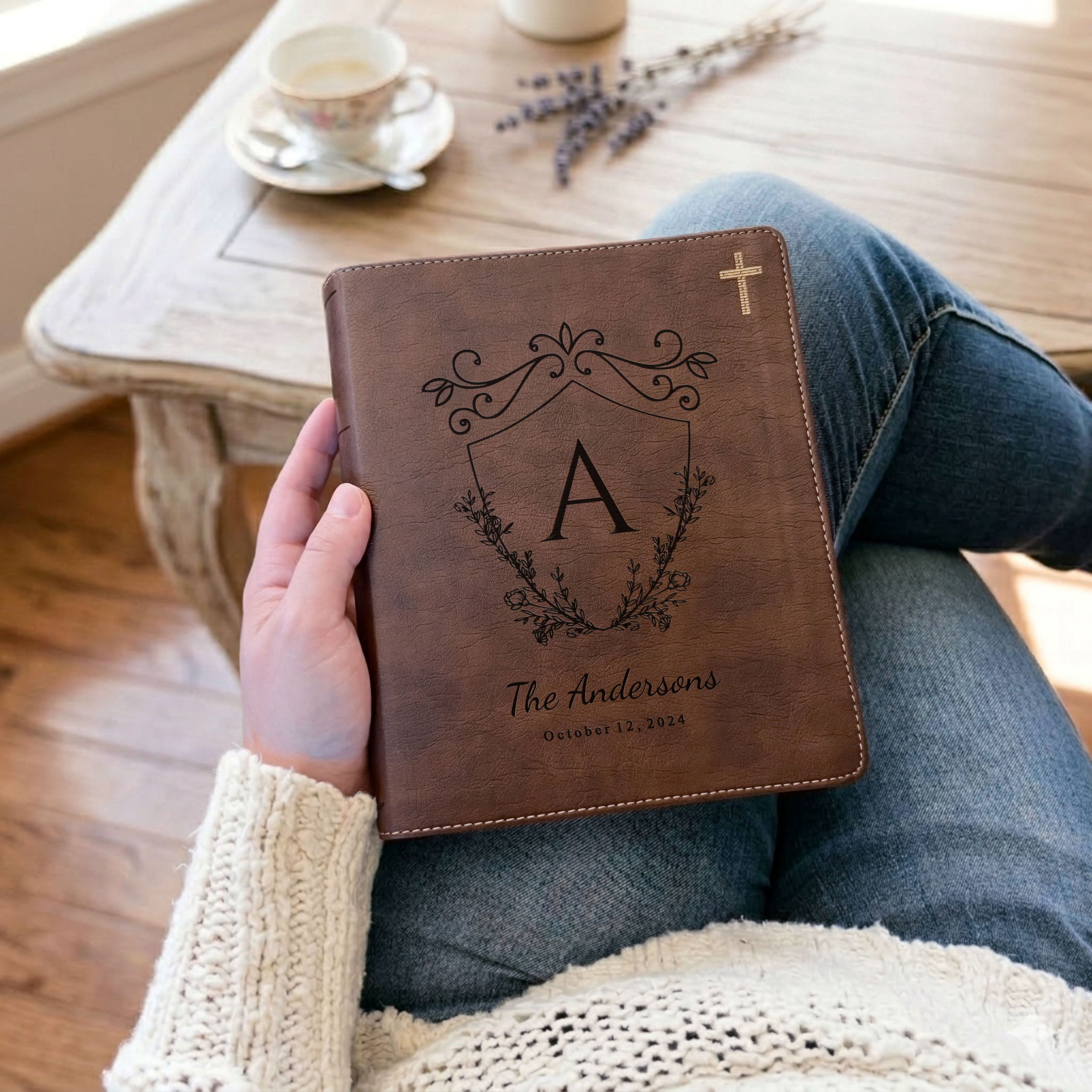 Personalized NIV Red Letter Family Bible, Wide Margin Journaling Edition with Tabs & Highlighters, Christian Gift for Couples or Families