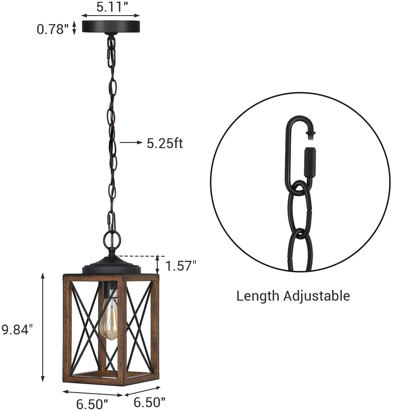 EDISHINE Pendant Lighting for Kitchen Island, Adjustable Height, Rustic Hanging Light Fixtures for Hallway, Metal Hanging Dining Room Lamp, Brown