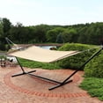 thumbnail image 5 of Sunnydaze 2-Person Soft Spun Polyester Rope Hammock with Stand, 400 lb Capacity - Tan, 5 of 8
