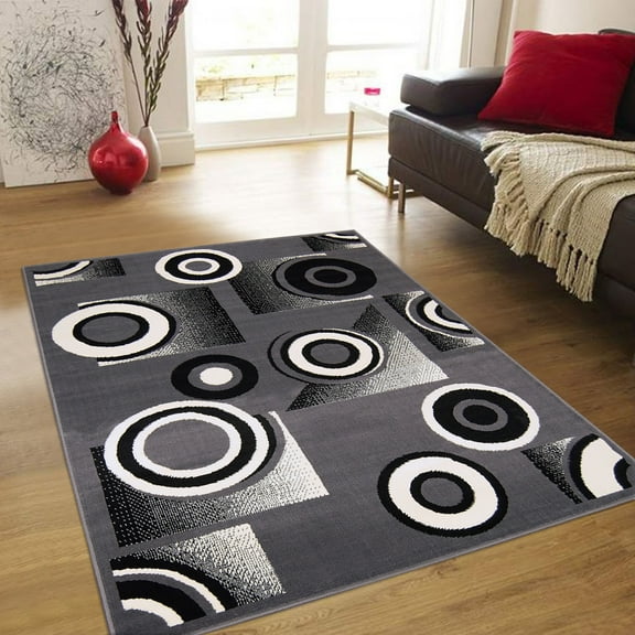 Allstar Rugs Allstar Modern Abstract Design Rug Hunter Green 5' 2"x7' 0" Geometric 5' x 8'