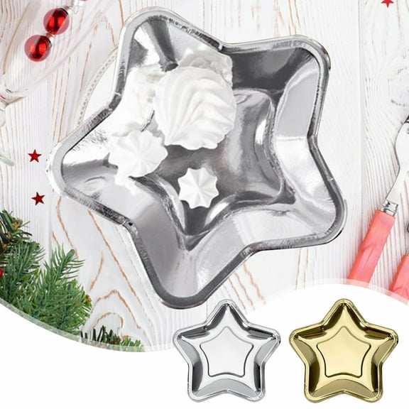 Fwttom Christmas Plates Disposable, Shaped Star Dinner Plates, Christmas Year Pentagram Disposable Plates Serving Tray Tableware Holiday Birthday Party Decoration