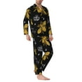 thumbnail image 3 of Bingfone Men'S Pajama Set 2 Piece Loungewear Pjs, Long Sleeve With Pajama Pants-Hohey Bee Golden Embroidery, 3 of 9