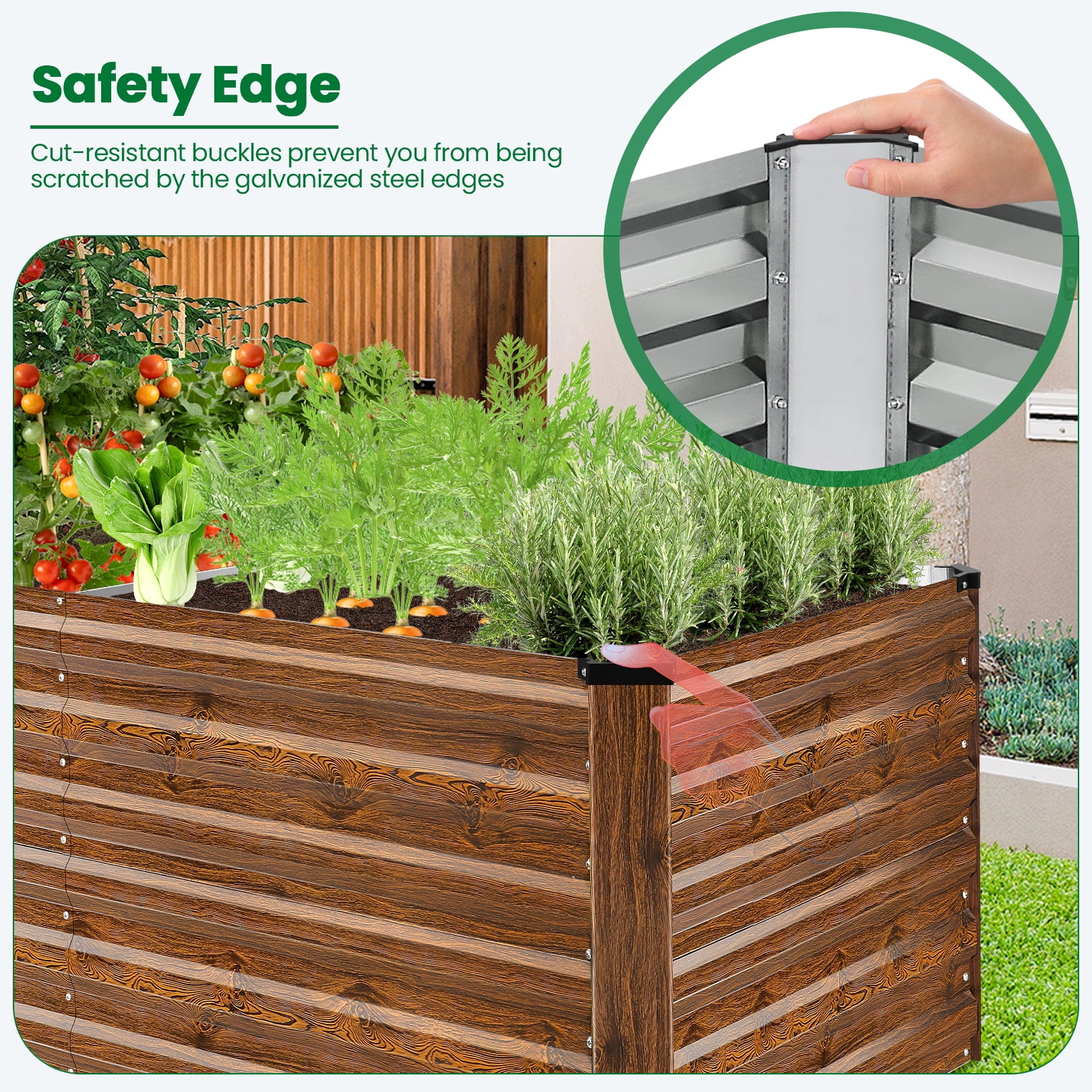 Funcid Galvanized Raised Garden Beds 6ftx3ftx2ft Large Metal Garden Beds Galvanized Steel Planter Box for Vegetables Flowers Herbs