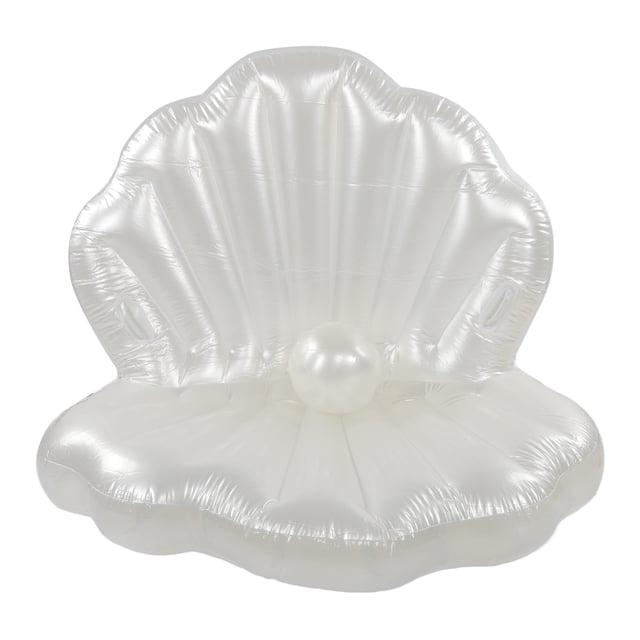 Cama flotante inflable con forma de concha de perla para piscina, anillo de natación