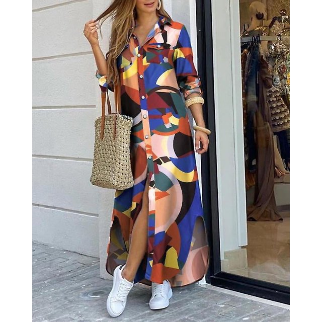 Robe d'Été pour Femmes Printemps/été Mode Aguichant Chemise Maxi Robe Femmes