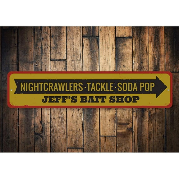 Bait Shop Items Novelty Sign, Metal Wall Decor - 4x18 inches