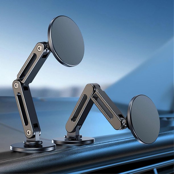 Alloy Folding Magnetic Car Phone Holder Super Strong Magnet 360 Rotation Magnetic Cell Phone Holder Compatible with All