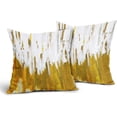 thumbnail image 3 of Yellow Gold White Pillow Covers 16X16 Inch Set of 2 Morden Abstract Graffiti Decorative Pillow Cases Neutral Minimali Watercolor Cotton Linen Cushion Case Home Decor For Sofa Couch Porch Outdoor, 3 of 6