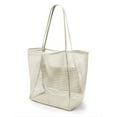 thumbnail image 2 of Spencer Nylon Mesh Tote Bag, Casual Tote Bag Hobo Women Foldable Shoulder Bag For Beach Picnic Vacation, White, 2 of 11