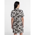 thumbnail image 4 of Time and Tru Women's Linen Pleated Waist Fit And Flare Mini Shirt Dress, Sizes XS-XXXL, 4 of 6