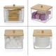 thumbnail image 4 of Porta hisopos de acrílico con tapa de bambú - Dispensador de hisopos transparente para baño, recipiente para hisopos, organizador de almacenamiento para hisopos de algodón en la encimera del baño., 4 of 8