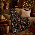 thumbnail image 3 of Woodland Rabbit Rose Forest, Cozy Woodland Scene, Warm Flannel Blanket for Cabin and Lodge with Detailed Artwork, Wildlife Lovers Housewarming Gift, Botanical Home Decor, 3 of 9