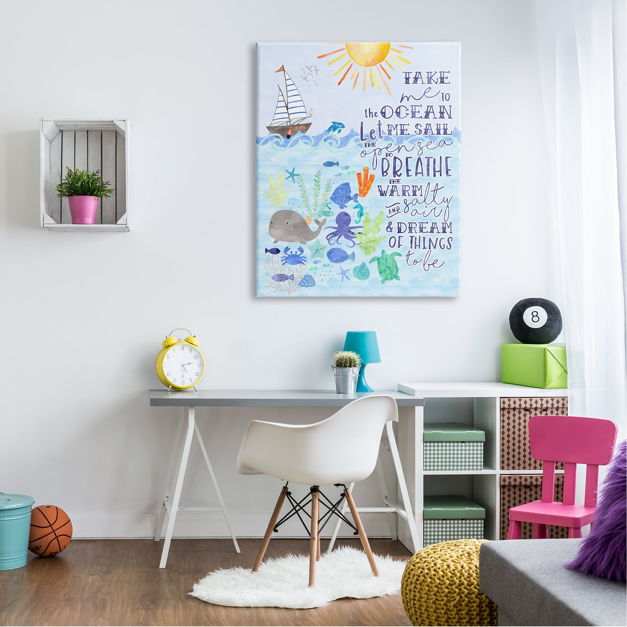 Stupell Industries Sailing Lover Nautical Quote Saying Sea Life Underwater , 36 x 48, Design by Erica Billups