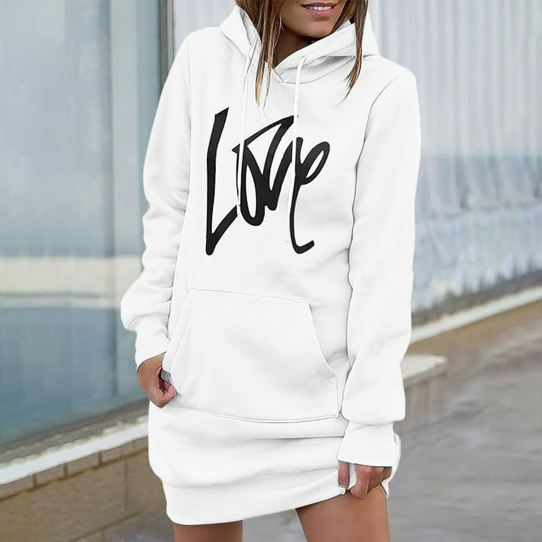 HNMKIU Women's Printed Hoodie Long Sleeve Tunic Length Sweatshirt