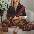 thumbnail image 4 of Salouo Lunar Mountains Golden Rivers Pattern Women's Pajamas Set Long Sleeve Button Down Sleepwear Soft Pj Lounge Sets for women 2 Piece Pjs Set with Long Pants -Large, 4 of 8