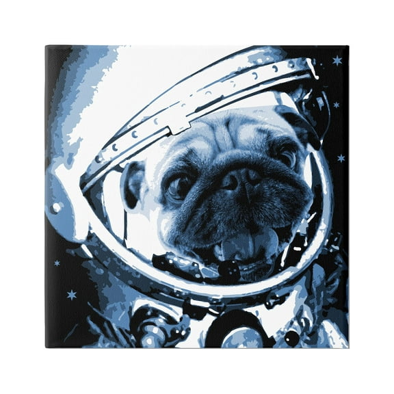 Stupell Industries Pug Space Astronaut Helmet Graphic Art Gallery Wrapped Canvas Print Wall Art, Design by Daphne Polselli