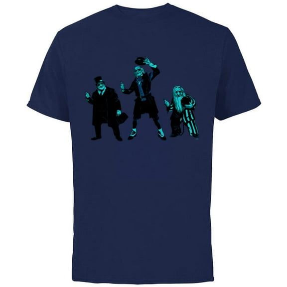 Disney Haunted Mansion Movie Hitchhiking Ghosts Trio - Short Sleeve Cotton T-Shirt for Adults - Customized-Navy
