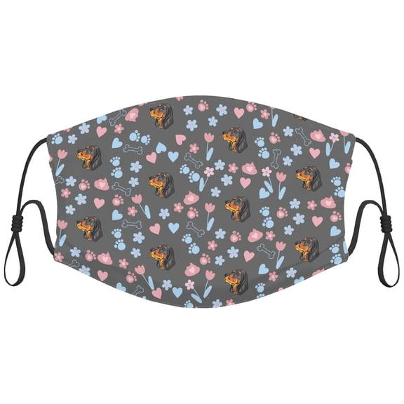 Cute Black and Tan Coonhound Dog Graphic Printed Cloth Face Masks Reusable Washable Adjustable for Adults (1 PCS)