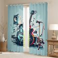 thumbnail image 2 of 2 Panels,42"X63" Music Darkening Curtains,Chic Guitar Audio Curtains,Rock Music Instrument Window Treatments,Musical Notes Window Curtains Drapes Room Decor,Blue Black, 2 of 6