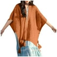 thumbnail image 4 of Fgnfyis Elegant Winter Shawl Wraps For Women Knitted Cardigan Poncho Cape Open Front Soft Tassel Sweater Orange One Size, 4 of 7