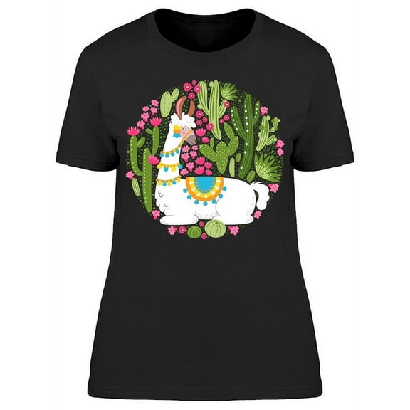 Llama And Cactus Plants T-Shirt Women -Image by Shutterstock, Female Small