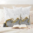 thumbnail image 4 of Pack of 2 Outdoor Pillow Covers,Waterproof Gray Gold Marble Throw Pillow Covers,Modern Abstract Marble Crack Texture Decorative Pillowcases Cushion Covers for Couch Pillow Sham Protector 18x18 Inch, 4 of 8
